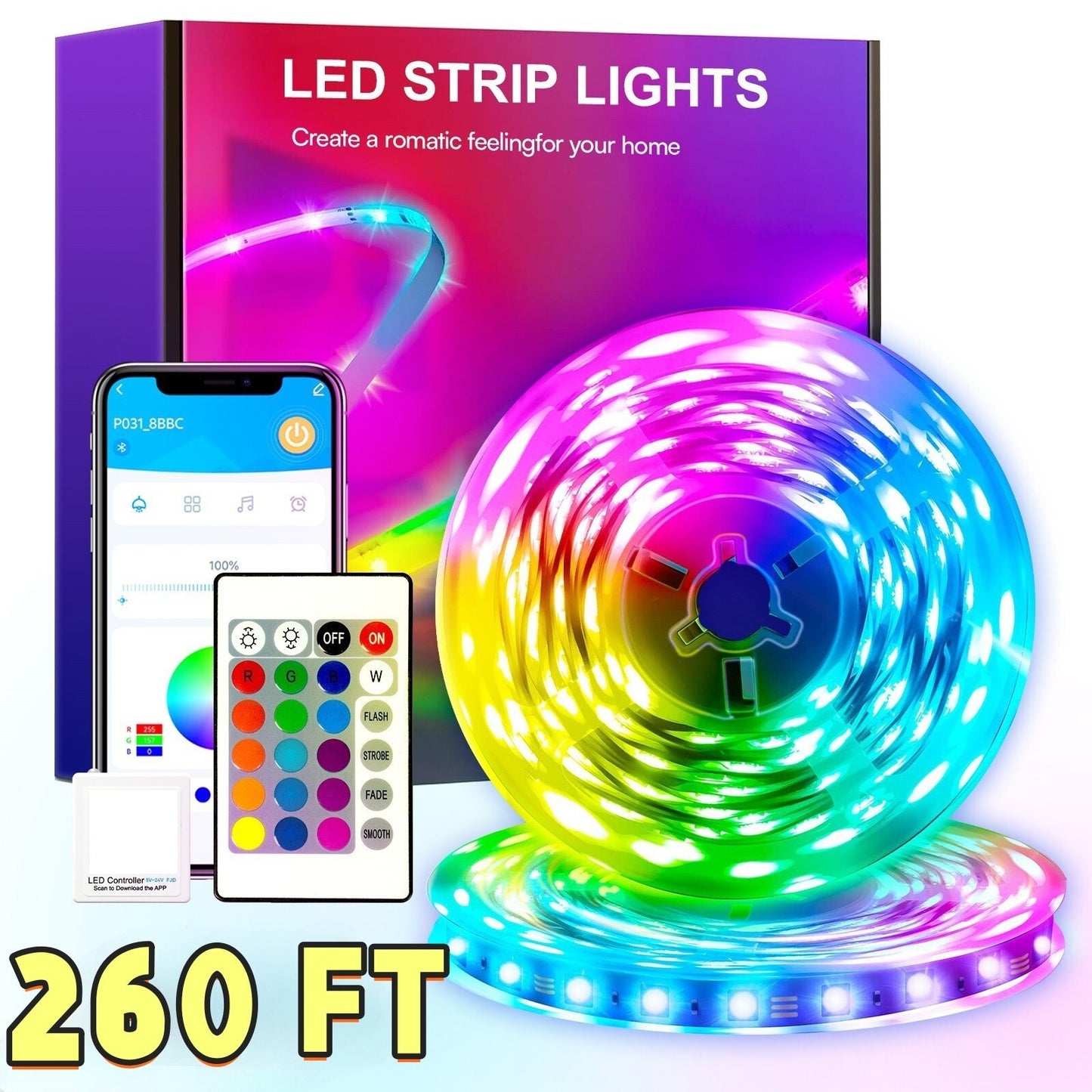 LED Strip Lights, Smart Light with App Remote Control