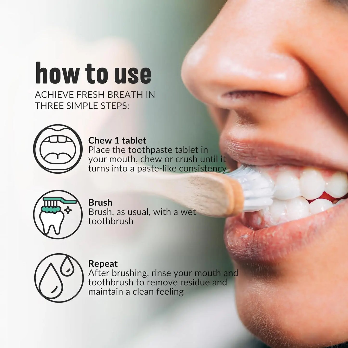 Chewable Travel Toothpaste Tablets – 50 All-in-One Mint Tablets for Fresh Breath & Deep Cleaning